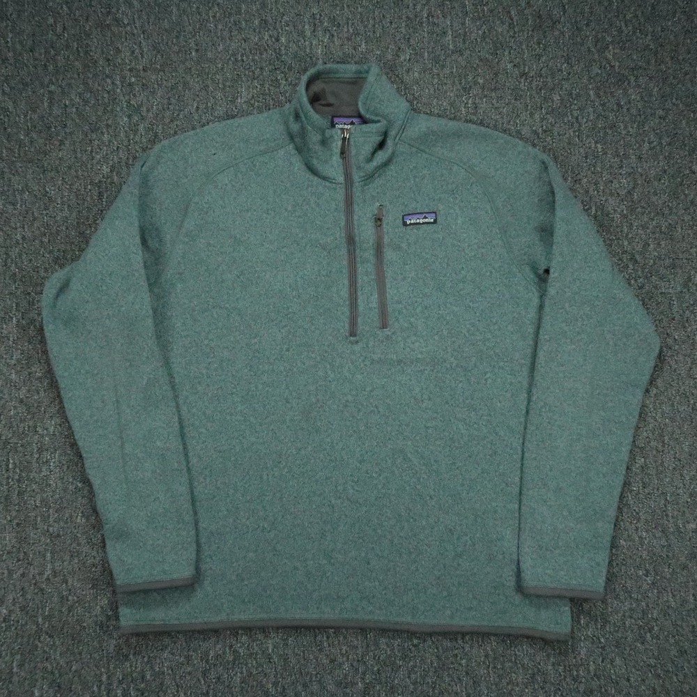 Patagonia Pullover Mens Large Green Better Sweater Quarter Zip Jumper